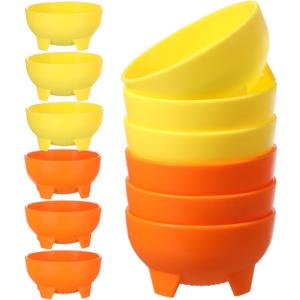 6 Pcs Thanksgiving/Christmas Salsa Bowls for Party 12 oz Small Plastic Mexican Salsa Bowls Guacamole Cute Chips and Food Serving Dish for Fall Autumn Xmas Fiesta Party (Orange, Yellow)