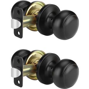 Haidms 2 Pack Matte Black Passage Door Knobs, Black Closet Door Knobs,Passage Doorknobs Interior for Closet or Hall, Hallways