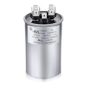Frienda 45+5 MFD 45/5 uf 6% 370V or 440V VAC Dual Run Round Capacitor, 45 5 Start Capacitor for AC Air Conditioning Unit, Condenser Straight Cool or Heat Pump