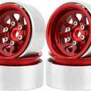 1.0 Beadlock Wheel -3.78mm Offset Wheel Rims for 1/18 1/24 RC Crawler Car Axial AX24 SCX24 FMS FCX24 TRX4M Upgrades (Dark red)