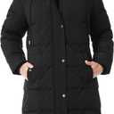 Women's Winter Coat Waterproof Long Insulated Parka with Detachable Hood (Black, XL)