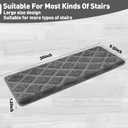 PURE ERA Bullnose Carpet Stair Treads Set Tape Free Non-Slip Indoor Stair Protectors Pet Friendly Rugs 9.5" x 30"(14 Pieces,Grey Diamond Trellis)