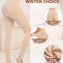 QooNoo Women Fleece Lined Tights High Waisted Pantyhose Opaque Black Sheer Translucent Winter Warm Leggings Shapewear (XL)