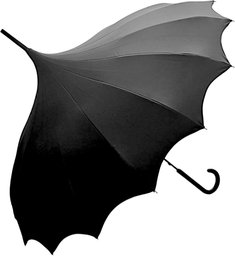 Full Size Dark Wing Pagoda Umbrella - Ideal for All Weather, Perfect for Vampires, Gothic Enthusiasts, and Lovers of Unique Bat Wing Style (Black)