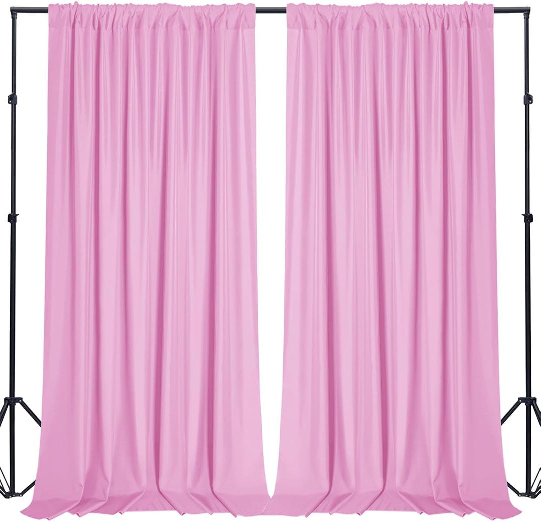 Sugargirl 10x10FT Pink Backdrop Curtains Polyester Photo Backdrop Drapes Curtains 2 Panels with Rod Pockets for Party Birthday Wedding Photography Home Decoration