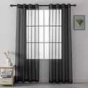 HUTO Black Sheer Curtains 2 Panels Solid Color Sheer Window Curtains Elegant Window Voile Panels/ Drapes/ Treatment for Bedroom Living Room (52 X 84 Inches Black)