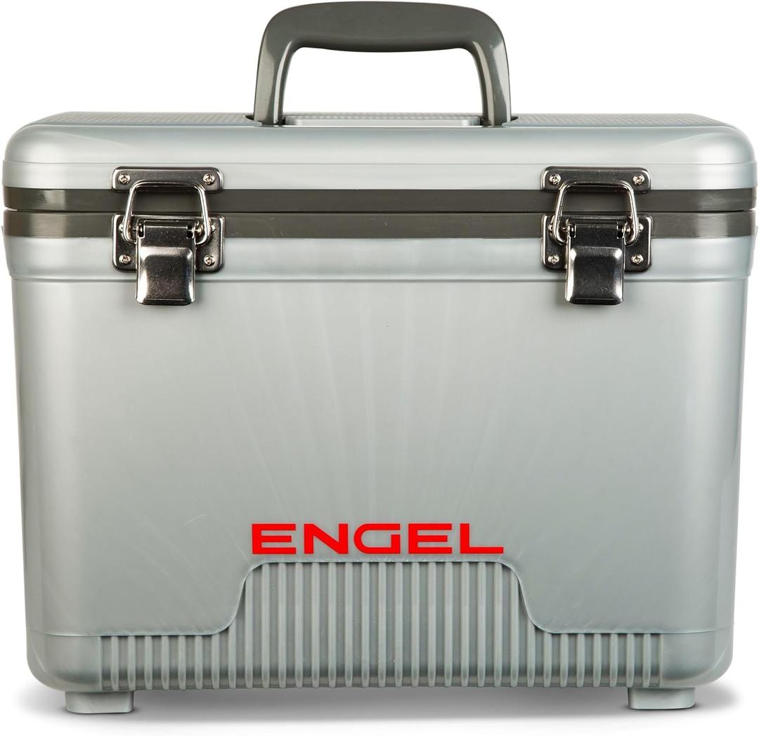 ENGEL 13qt Leak-Proof, Air Tight, Drybox Cooler and Small Hard Shell Lunchbox for Men and Women (Silver)