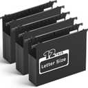 Plastic Hanging File Folders Letter Size,Heavy Duty 2" Expandable File Folder with Tabs,12 Pack Reinforced Expanding Hanging Folder,File Cabinet Folder,Extra Capacity Hanging Organizer for Home Office (Black)