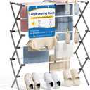 Oversized Clothes Drying Rack, 45.28" H × 14.57" D | Foldable & Extendable, Adjustable Size (24.49"-35.51"L), Space-Saving, Rust-Resistant Frame, Indoor/Outdoor Use, Grey White