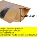 100pcs 5.9 x 8.62 Inch Kraft Stand Up Pouches Zip Lock Food Storage Bags with Matte Window Multipurpose Kraft Paper Bags Reusable, Heat-Sealable