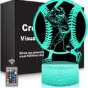 BASSI Baseball Gift 3D Night Light for Kids - 16 Colors & Flashing Modes with Remote Control Opreated Dimmable - Baseball Player Decor - Christmas Birthday Gifts for Boys Girls Sport Fans