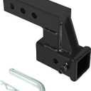 2" Hitch Receiver, Trailer Hitch Extender Riser Hitch Adapter with 4 inch Drop/Rise Attaches to Class 3 or 2 Hitch Receiver with Pin and Clip