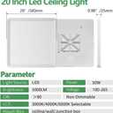 20 Inch Large LED Flush Mount Ceiling Light, 45W, 4500LM, Non-dimmable, 3000K/4000K/6000K CCT Selectable, White Square Flat Panel Light, Low Profile, Fits Hallway, Kitchen, Bedroom, Laundry Room, 20"-White-1PK