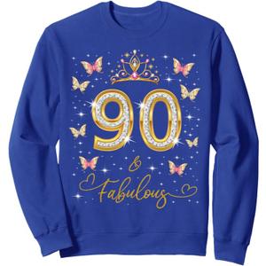 90 And Fabulous, 90 Years Old Women, 90th Birthday Queen Sweatshirt XL