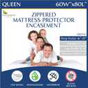 Queen Mattress Protector Bedbug Waterproof Zippered Cover - Deep Pocket Fits up to 20" Depth - Hypoallergenic Premium Quality Encasement Protects Against Dust White