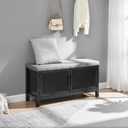 Shoe Storage Cabinet with Bench, Shoe Organizer with 2 Doors Shoe Rack Benches with Cushion for Front Door Entrance Entryway Living Room (Black)