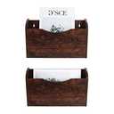 PAG Wall File Holder Wall Mounted Wood Hanging File Organizer for Office, 2 Pockets, Brown