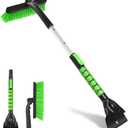 Yougfin Snow Brush with Ice Scraper 33 inch, 2 in 1 Extendable Snow Removal for Cars with Foam Grip and 360° Pivoting Brush Head, Heavy Duty Snow Cleaner for Auto Truck SUV