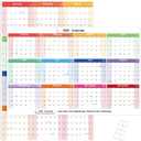 2026 Wall Planner 34.8"x22.8" Dual-Sided Dry Erase Calendar with 8 Adhesive Dot Stickers, Folded Packaging, Horizontal/Vertical, Large Monthly Yearly Planner For Office Home Students, Rainbow