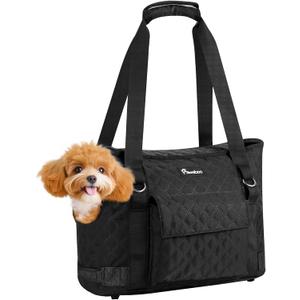 Pawaboo Dog Purse Carrier for Small Dogs with Pocket, Lightweight Dogs and Puppies Tote Bag Carrier, Dog Carriers Soft Sided for Puppy Cat Rabbit, Shopping Travel Puppy Carriers Under 11 LBS, Black