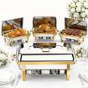 Frizoky Gold Rectangular Chafing Dishes, 44QT 4 Pack,  Gold 4 Large Pans