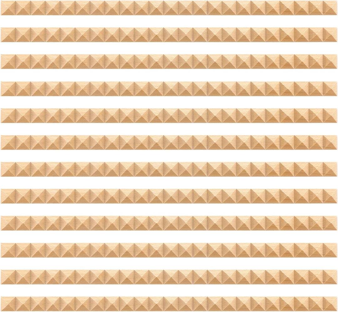 Nuanchu 12 Pcs Unfinished 3D Decorative Wood Trim Molding 15.75inch Decorative Wood Molding Cute DIY Trim for Home Wall Cabinet Shelf Window Door(Triangle,25mm)