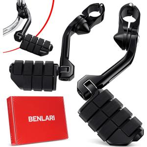 Benlari Highway Pegs 1in 1-1/4 in Highway Footpegs 304 Stainless Steel Long Angled Adjustable Fit For Harley Touring Street Glide Road King Electra Glide Softail Dyna Black Style3