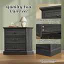Huuger Nightstand with Charging Station, 3 Drawer Night Stand, 22 Inch Wider Side Table with Storage, Farmhouse Nightstand with Vintage Handles, Thicken Base, for Bedroom, Black
