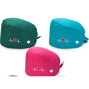 SATINIOR 4 Pieces Bouffant Cap with Buttons Unisex Sweatband Adjustable Tie Back Hat