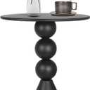 Metal Round Martini Table,Vintage Drum Side End Table,Modern Nightstand Accent Pedestal Tables Coffee Tables for Small Space Living Room, Bedroom, Black