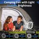 Portable Fan Rechargeable, 20000mAh Cordless Battery Powered Camping Fan with LED Light & Remote, 4 Speeds Wind, Timer, USB C, Hanging Hook, Oscillating Fans for Travel Tent, Camping Essentials
