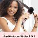 LANDOT Ionic Hair Straightener Brush Ceramic Straightening Brush with 12 Heat Settings (250-450F) for Smooth & Shiny Results, Ideal for Medium & Long Women Hair, Dual Voltage, Rose Gold