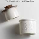 Butter Crock, Ceramic Butter Dish with Lid for Countertop, French Butter Keeper, Elegant Embossed Pattern, White