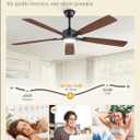 Fanbulous 60 Inch Ceiling Fans with Lights and Remote, Stepless Color Temperature Change & Dimmable 20W LED Ceiling Fan, 6 Speeds Reversible Quiet DC Motor for Bedroom, Living Room, Apartment,Black