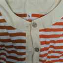 Women Casual Striped Sleeveless Tank Jumpsuits Color Block Wide Leg Romper Comfy Button Down Rompers (Small, Orange)