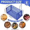 Qualirey 8 Pcs Humane Rat Trap Chipmunk Squirrel Cage Trap 4.33 x 4.33 x 9.06 Inches Foldable Rodent for Small Live Animal Voles Hamsters Catch and Release for Kitchen Yard Garage (Blue)