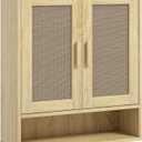 HOMCOM Bathroom Wall Cabinet, Wall Mounted Bathroom Cabinet, Over The Toilet Medicine Cabinet with 2 Doors and Adjustable Shelf, Distressed Oak