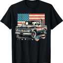 American Flag Pickup Truck Vintage 4th Of July USA Patriotic T-Shirt XL
