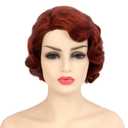 1920s wigs for women Short Curly Flapper Wig Synthetic Heat Resistant Hair Full Wigs for Halloween Cosplay Costume Party Vintage Finger Wave Wigs(Redish Brown)