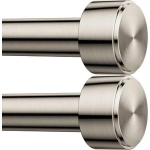 2 Pack Curtain Rods for Windows 32-96 Inch, 1 Inch Adjustable Nickle Curtain Rod Set with Brackets, Easy Install (Nickel)