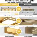 360 Rotate LED Bathroom Vanity Light Fixtures, 1600LM Acrylic Gold Vanity Lights for Bathroom, Modern Wall Lighting Fixtures Over Mirror Kitchen Living Room Hallway (Natural White Light 5000K), 4-Light, 27-Inch, 5000K