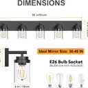 IZORRO Bathroom Vanity Light Fixture, 5-Light 36 Inch Matte Black Bathroom Light Fixtures Over Mirror, with Clear Glass Shade, Modern Farmhouse Vanity Lights, Rustic Restroom Lighting Fixtures
