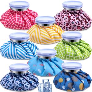 TrelaCo 8 Pcs Ice Pack for Injuries Reusable with Screw Refillable Reusable Hot and Cold Bag for Sport Injuries Head Shoulder Back Neck Knee Pain Relief, 8 Colors, 6 Inch