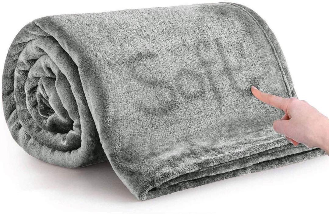 Fleece Blanket 5 Pack - Super Soft Fuzzy Light Grey Throw Blanket for Couch and Sofa - Lightweight Luxury 400 GSM Microfiber Bed Blankets and Throws, 50 x 60 Inches (Throw/Travel)