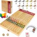 FUNNYB&G 21 inches Horse Race Board Game Foldable Large Horse Racing Game for Adults with 11 Metal Horses, Solid Wood 60 Pcs Poker Chips 2 Dice 1 Pack of Cards for Family Tabletop Parties(Log)