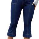 Floerns Women's Capri Jeans Mid Waist Trendy Stretchy Flare Leg Denim Pants (Blue, 30)