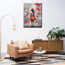 Tucocoo Pictures for Living Room Colorful Butterfly Paintings 1 Pieces Canvas Banksy Girl Street Graffiti Wall Art Modern Artwork Home Decor Giclee Framed Stretched Ready to Hang Gifts 12x16 inches