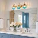 Globe Vanity Light, 3-Light Gold Modern Bathroom Light Fixtures, 23"