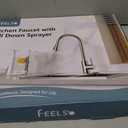 FEELSO Kitchen Faucets with Pull Down Sprayer, High Arc Stainless Steel Single Handle Kitchen Sink Faucet, 1 or 3 Hole Brushed Nickel Water Faucets for Farmhouse Laundry Camper Rv Bar
