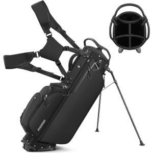 5 Way Golf Stand Bag with Full Length Dividers, Lightweight Golf Bag with Rain Cover, 6 Zippered Pockets & Cooler Bag, Breathable Straps